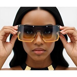 Sunglasses Women Oversized Flat lens‎ Fashion Designer Eye Glasses Shades New